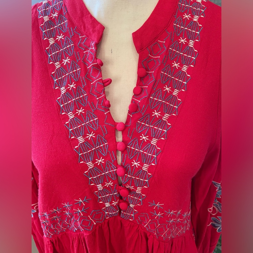 Hale Bob Donatella top in red  with embroidery Medium - Picture 3 of 8